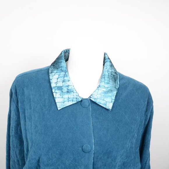 NWT Christine Thomson Modern Quilted Shirt Jacket Dark Teal Plus Size 2X - Picture 7 of 16
